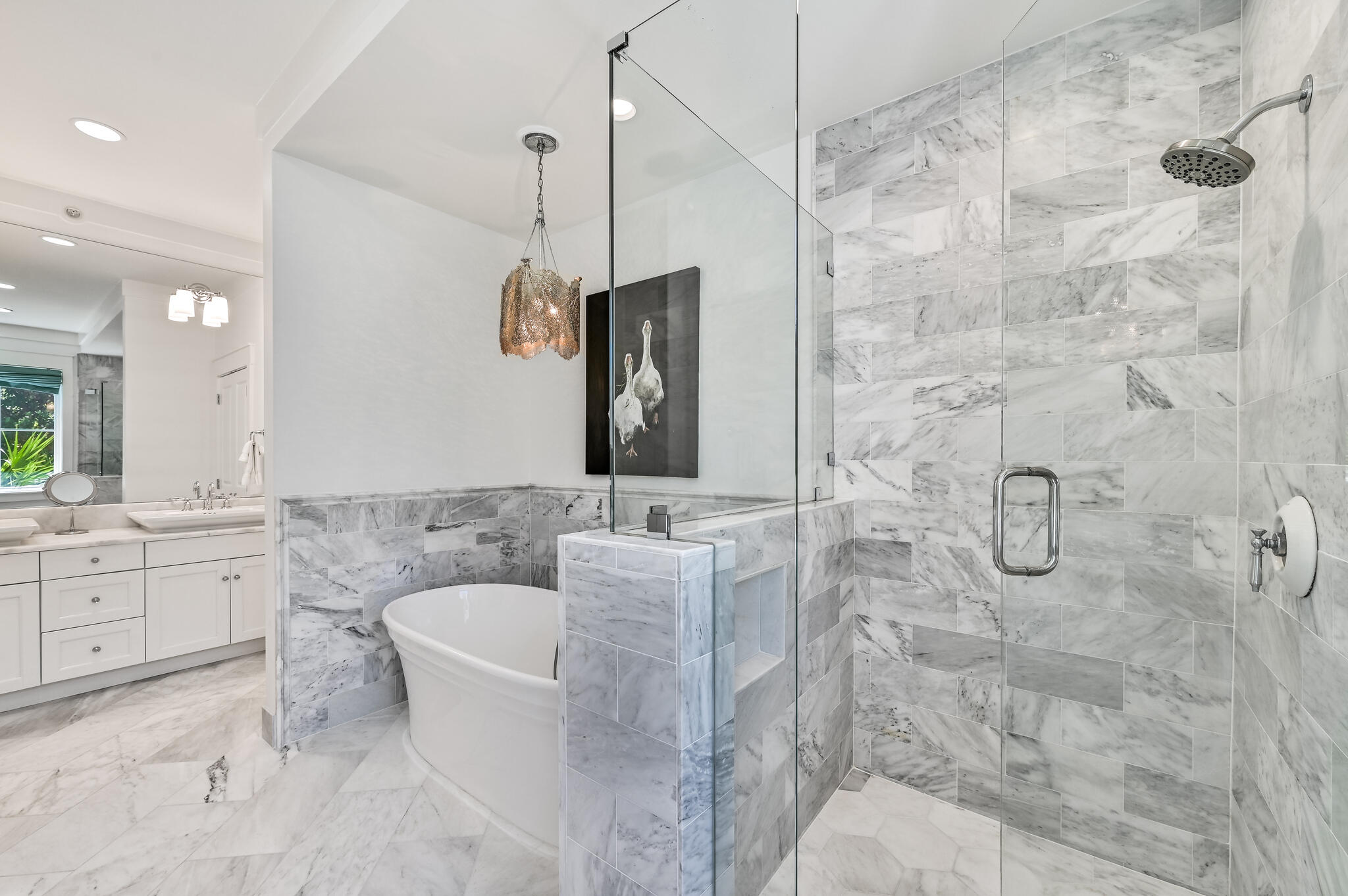 37 Compass Point Way South, Unit 108 Inlet Beach, FL 32461 - Photo 22 of 65 a bathroom with a granite countertop sink a toilet a mirror and shower