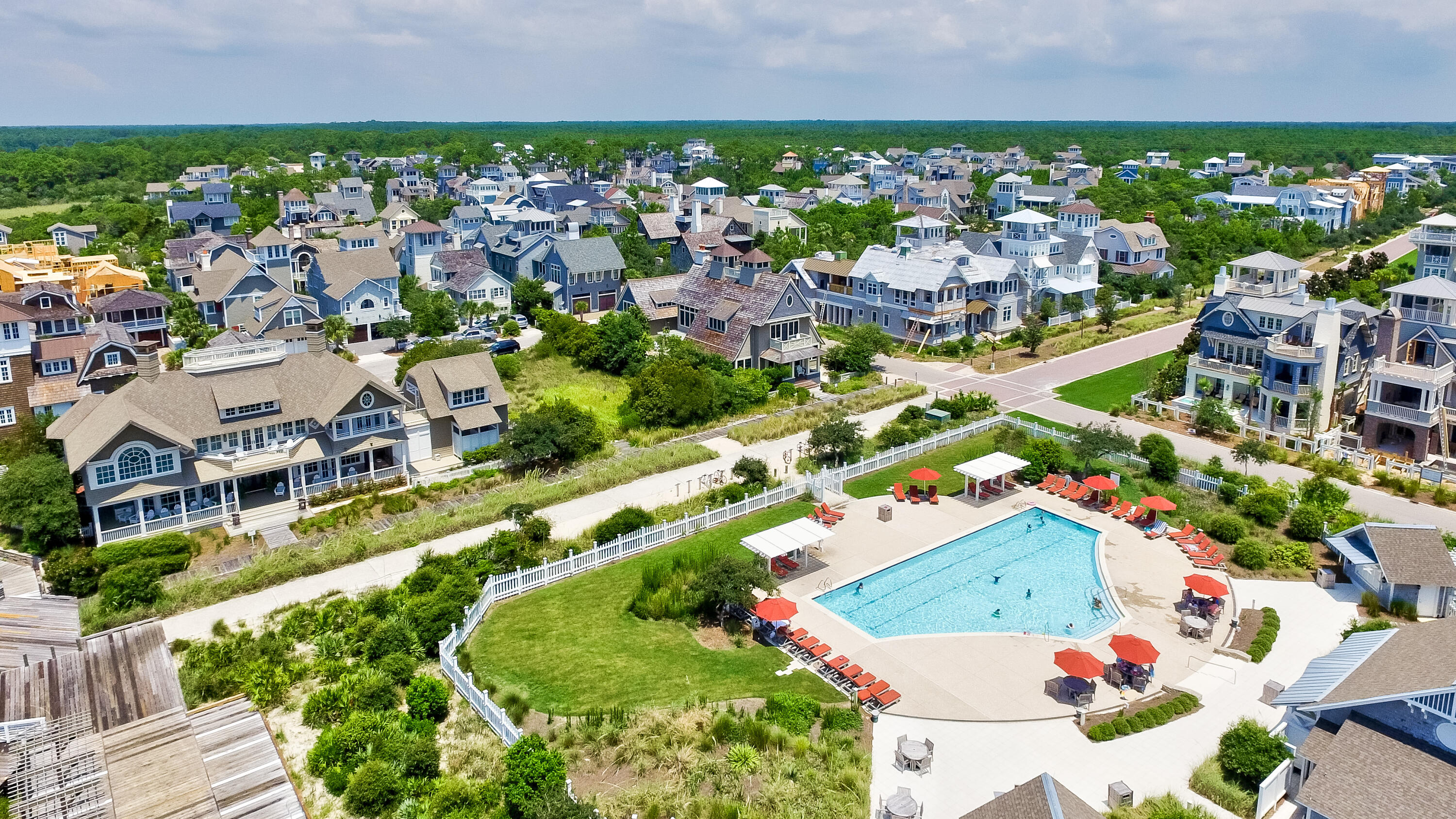37 Compass Point Way South, Unit 108 Inlet Beach, FL 32461 - Photo 51 of 65 an aerial view of residential houses and outdoor space