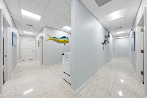 a workspace with furniture and window