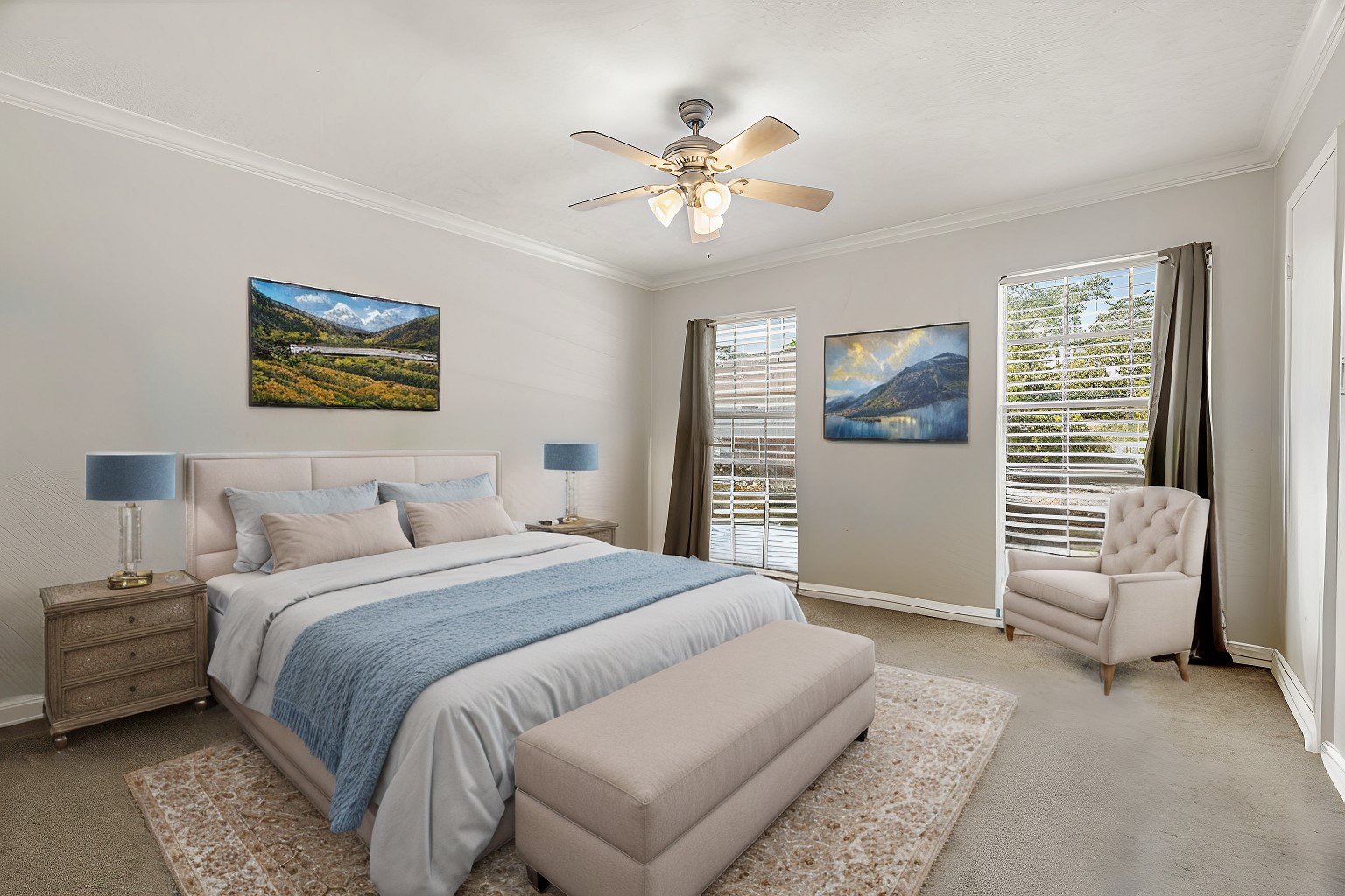 355 North Post Oak Lane, Unit 742 Houston, TX 77024 - Photo 12 of 18 a spacious bedroom with a bed and a couch