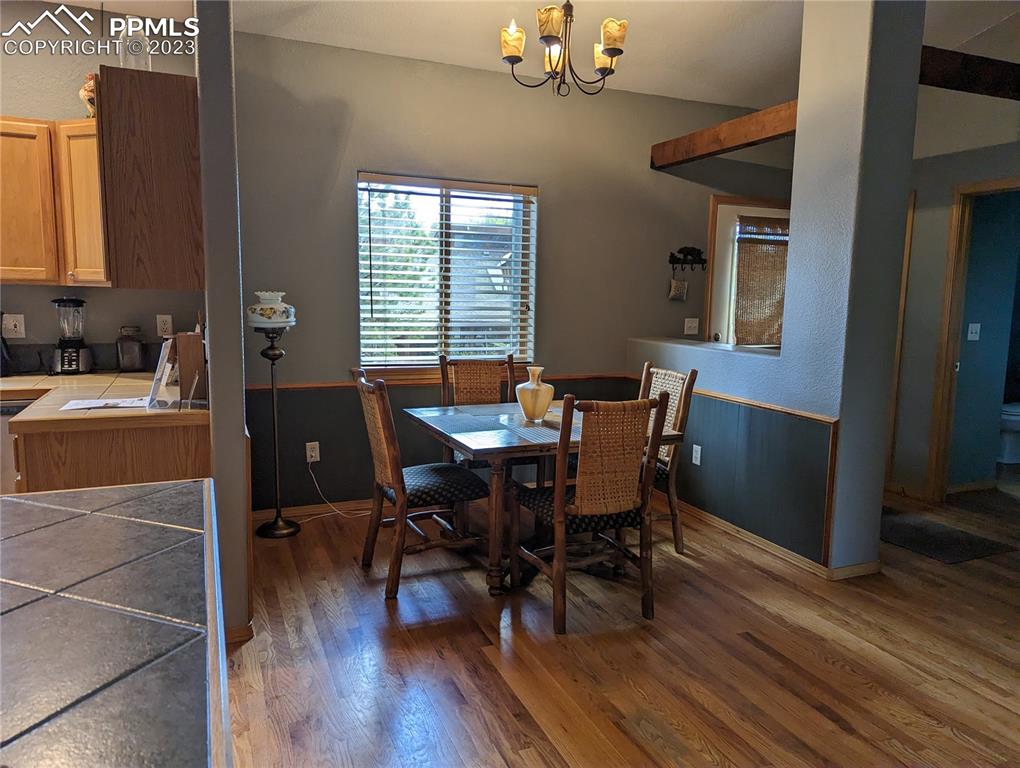 238 Aspen Circle Divide, CO 80814 - Photo 26 of 42 a view of a dining room with furniture and wooden floor