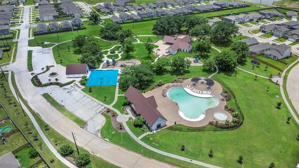 an aerial view of a house