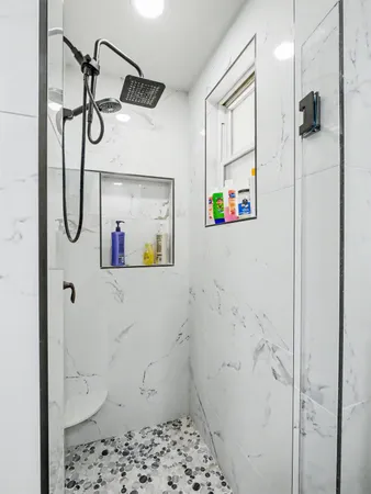 a bathroom with a shower