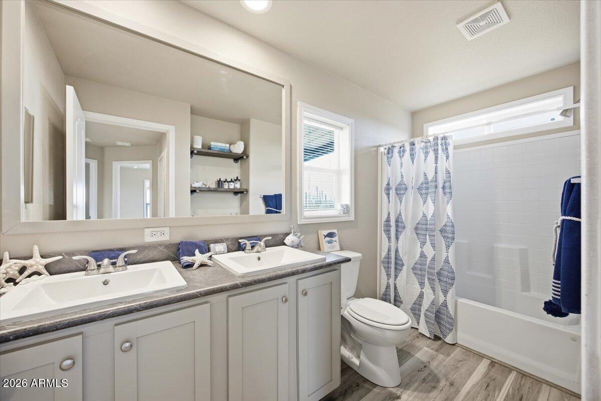 33597 South Davis Ranch Road Marana, AZ 85658 - Photo 35 of 48 a bathroom with a double vanity sink toilet and shower