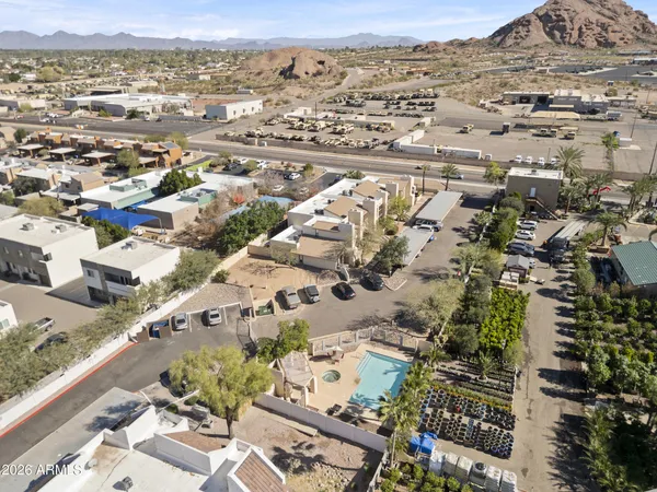 an aerial view of a city