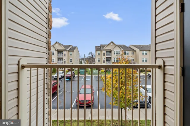a view of a building from a balcony