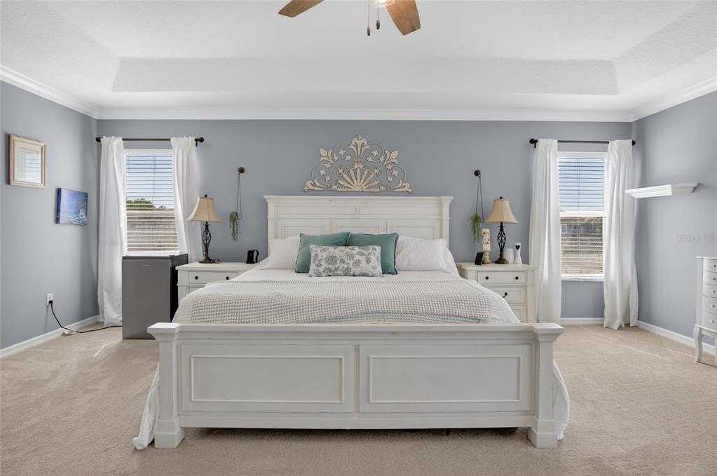 650 Setting Sun Drive Winter Garden, FL 34787 - Photo 25 of 60 a bedroom with a bed and large windows