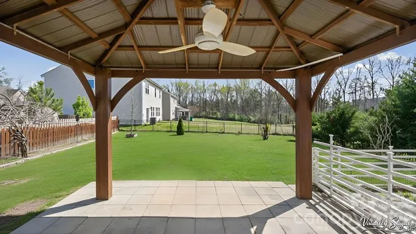 a view of a park with a slide