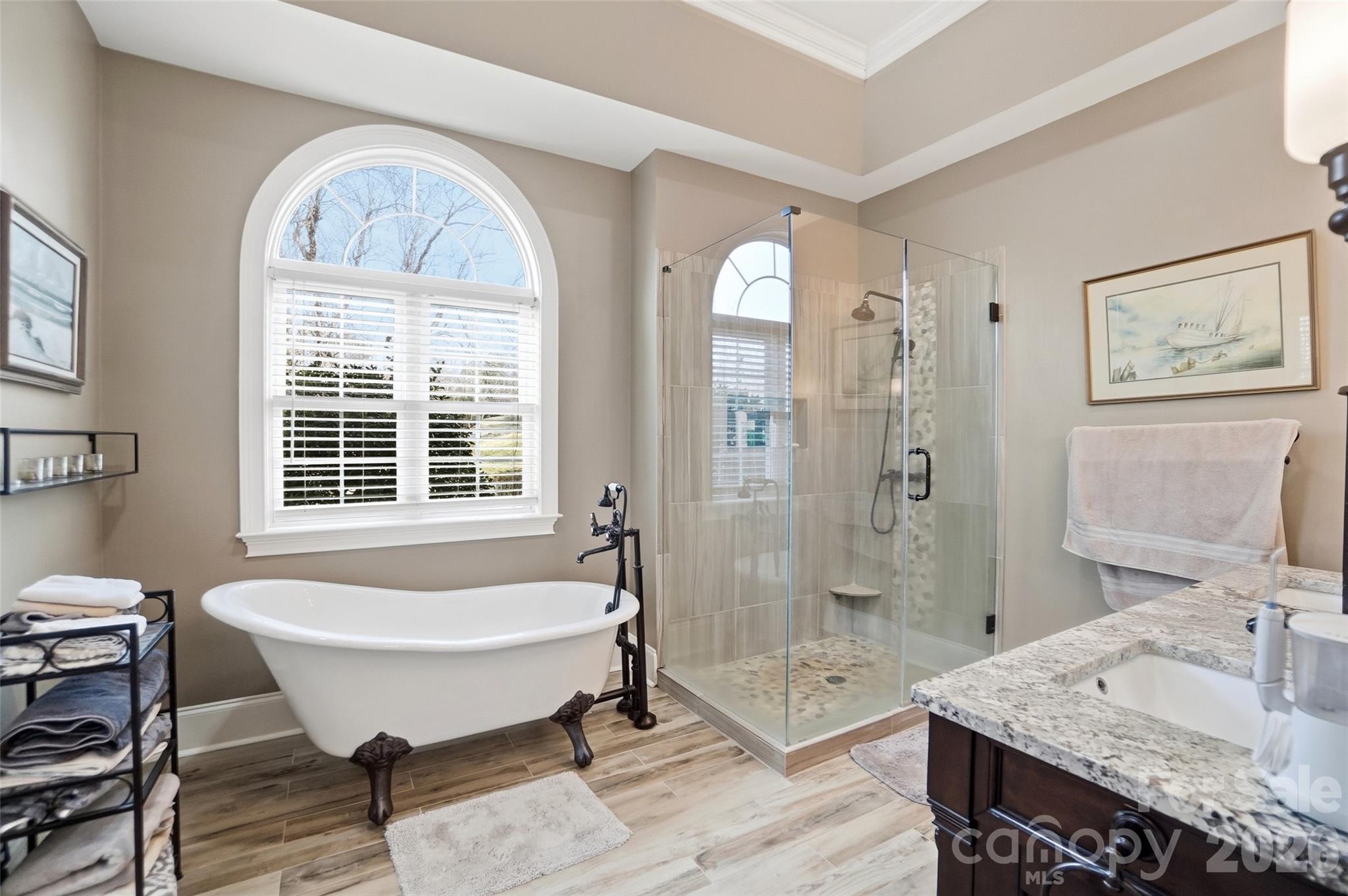 704 Mayfield Court Fort Mill, SC 29715 - Photo 25 of 48 a bathroom with a granite countertop sink and a mirror