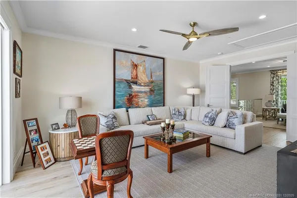 an aerial view of a house with a garden