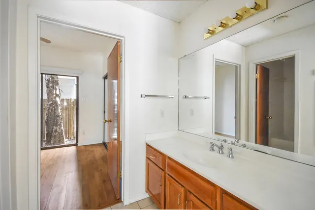 a bathroom with a bathtub