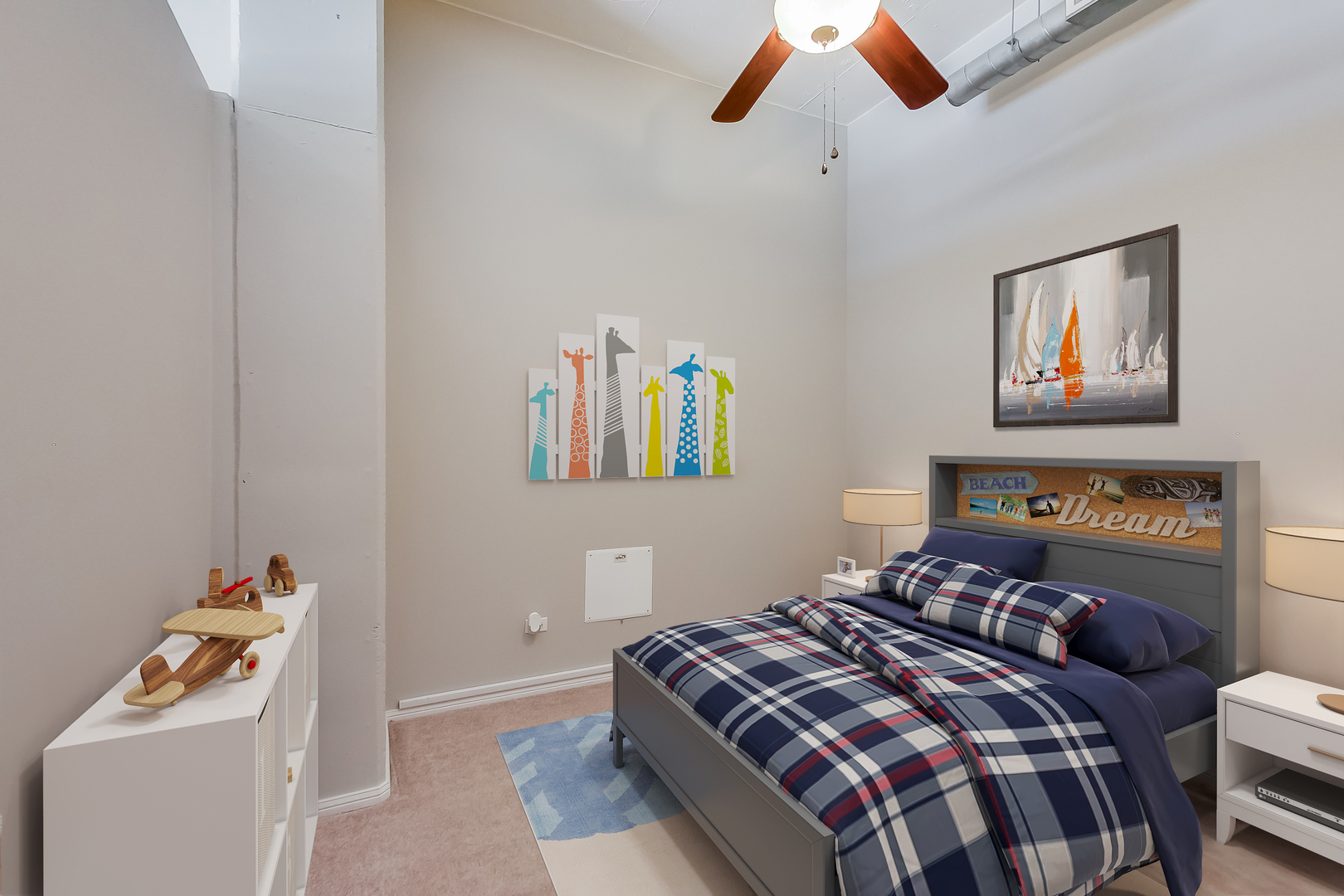 950 West Monroe Street, Unit 903 Chicago, IL 60607 - Photo 16 of 27 a bedroom with a bed and a lamp on the dresser