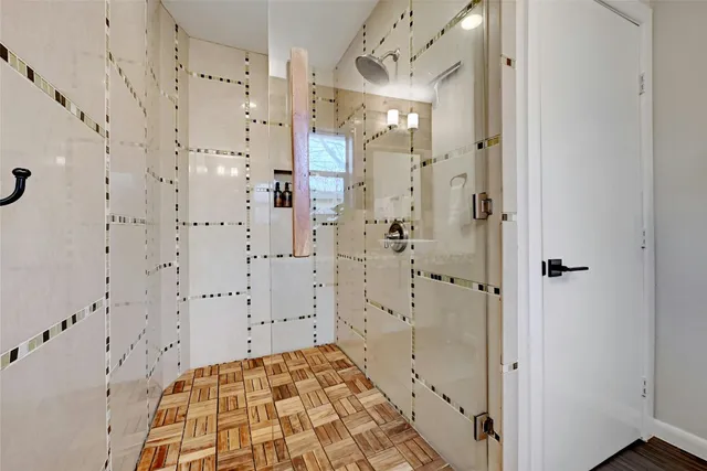 a bathroom with a shower