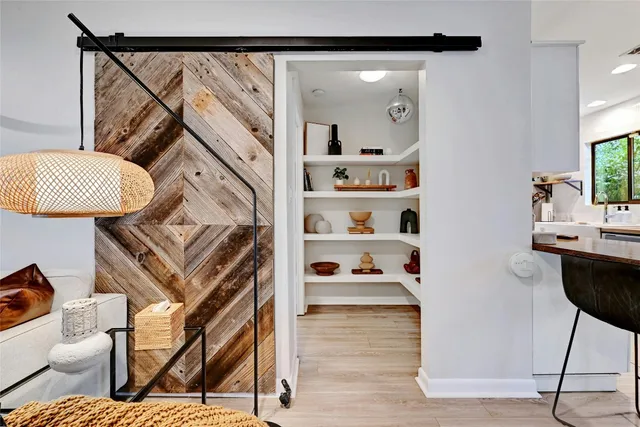 a living room with furniture