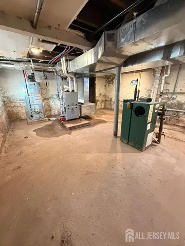a view of a garage with wooden table