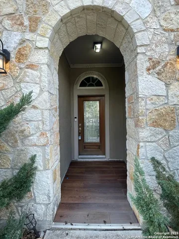 a front view of a house with a door