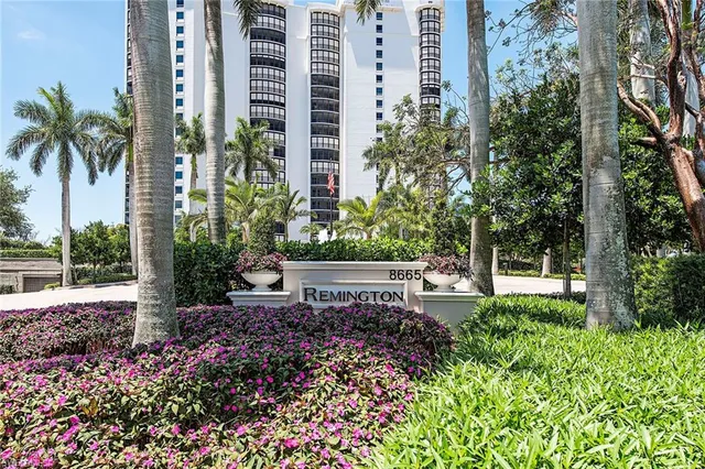 a view of a garden with a flower garden