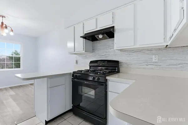 a kitchen with a sink a stove and cabinets