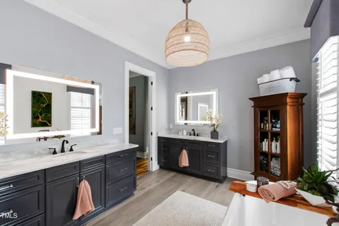 a view of a chair and table under an umbrella
