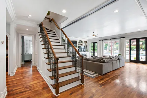 an aerial view of a house