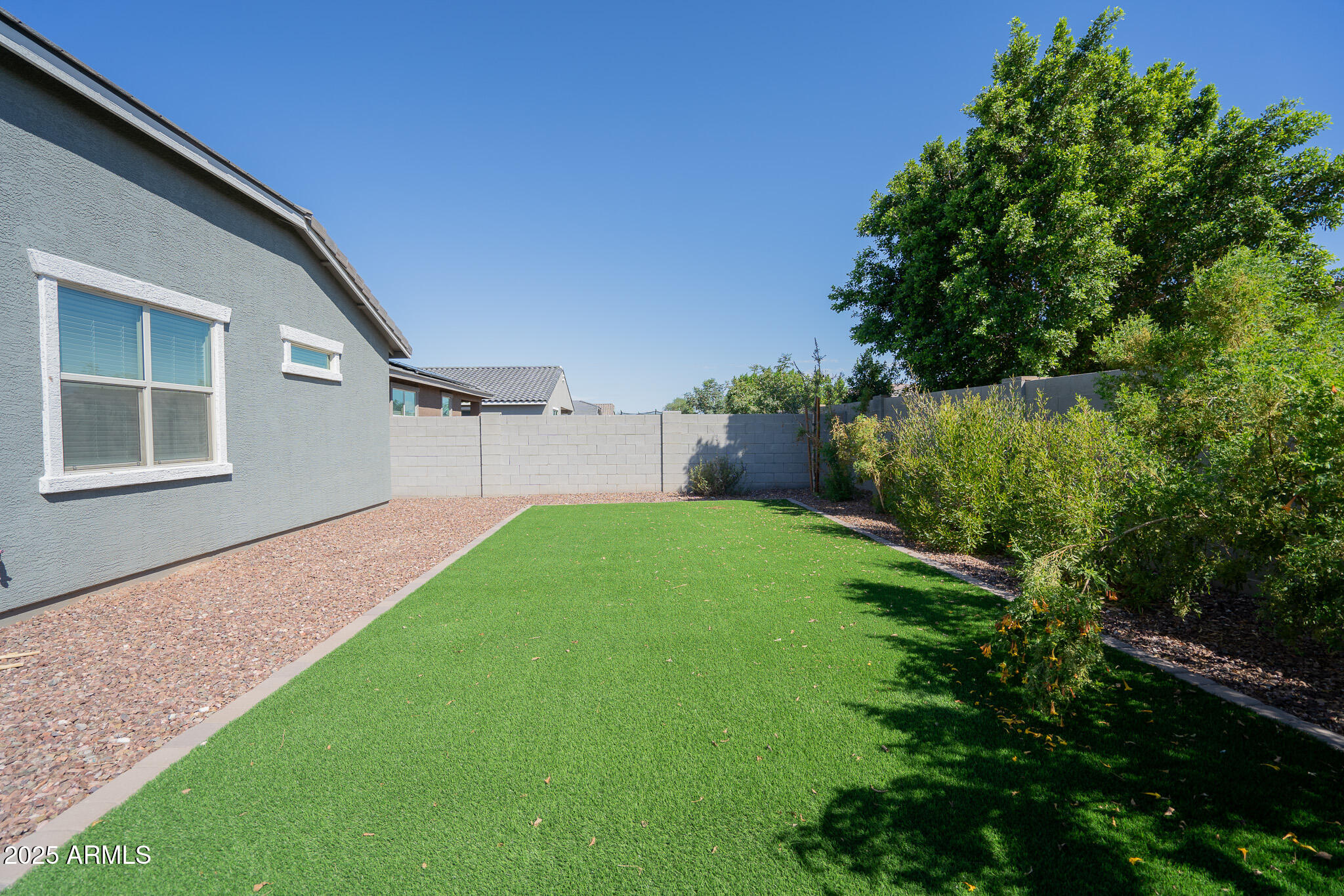 17317 West Running Deer Trail Surprise, AZ 85387 - Photo 32 of 37 a view of a backyard with potted plants and large tree