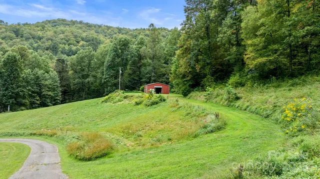 a backyard of a house with lots of green space