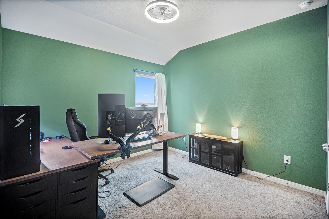 9905 Comely Bend Manor, TX 78653 - Photo 6 of 22 Office space featuring carpet floors and lofted ceiling