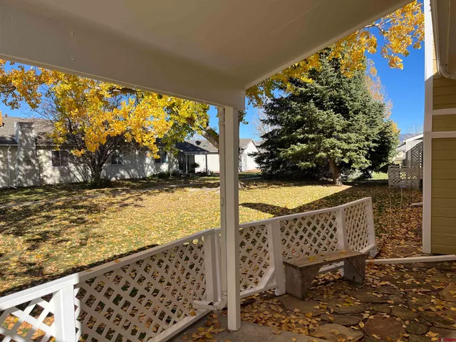 a view of outdoor space with seating area