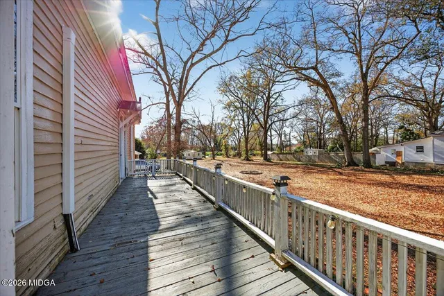 a view of a wooden bridge