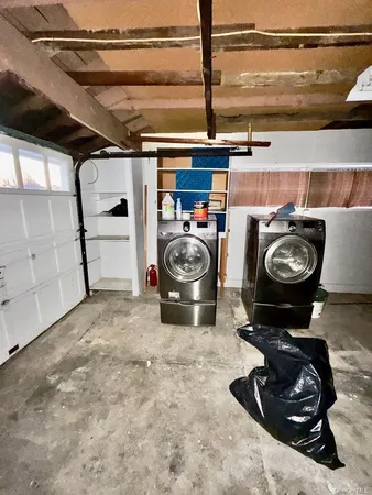 a view of a car in garage