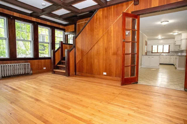 a view of a hallway with a couch