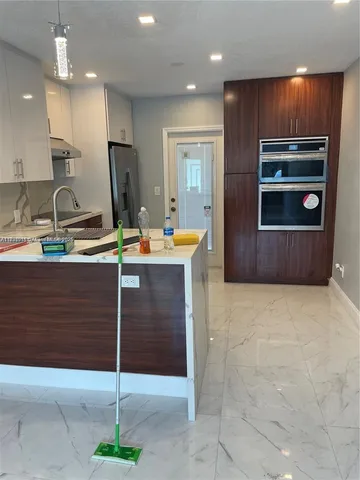 a kitchen view of counter top space