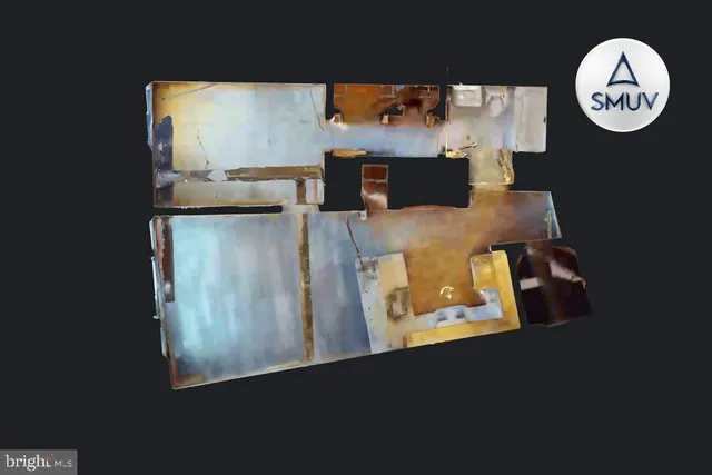 a view of a hallway with painted walls