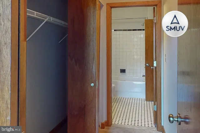 a view of a hallway with elevator