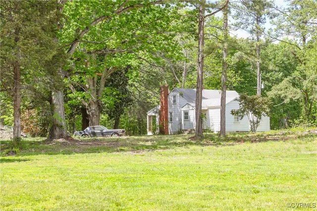 a palm tree sitting in front of a house with a yard