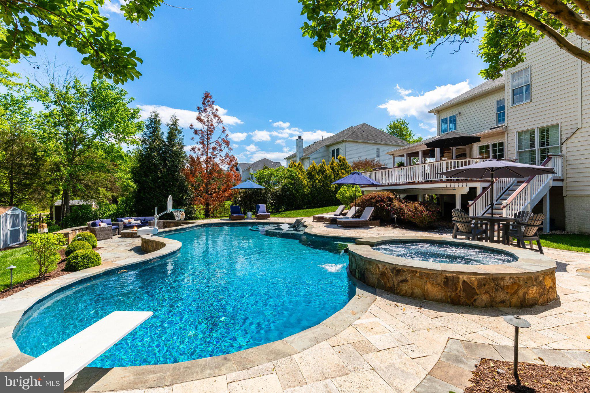 25554 Mimosa Tree Court Chantilly, VA 20152 - Photo 41 of 85 a view of a backyard with swimming pool table and chairs