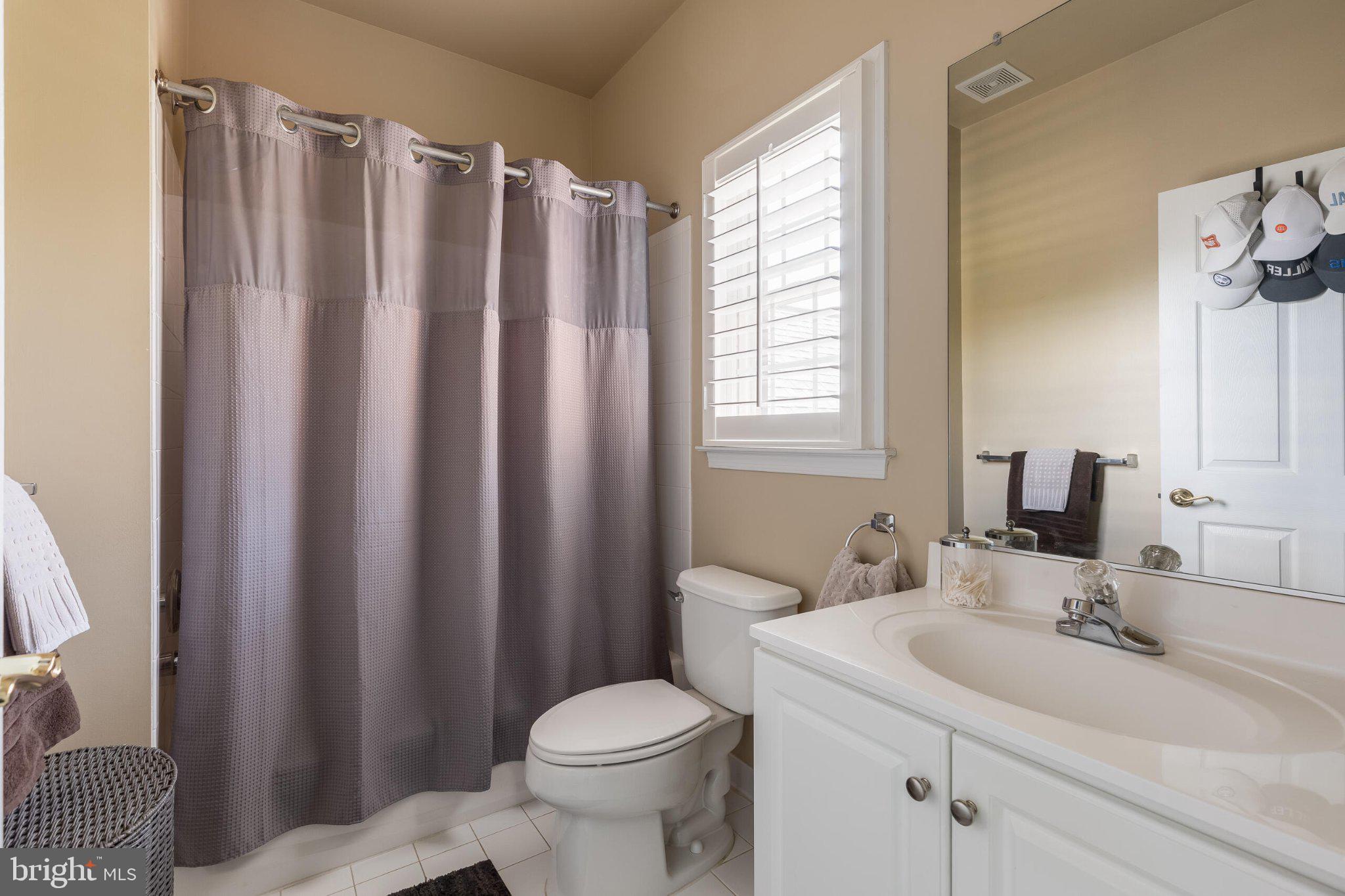 25554 Mimosa Tree Court Chantilly, VA 20152 - Photo 61 of 85 a bathroom with a sink a toilet a mirror and shower curtain