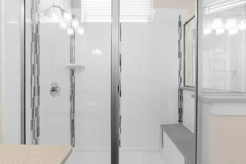 a bathroom with a shower