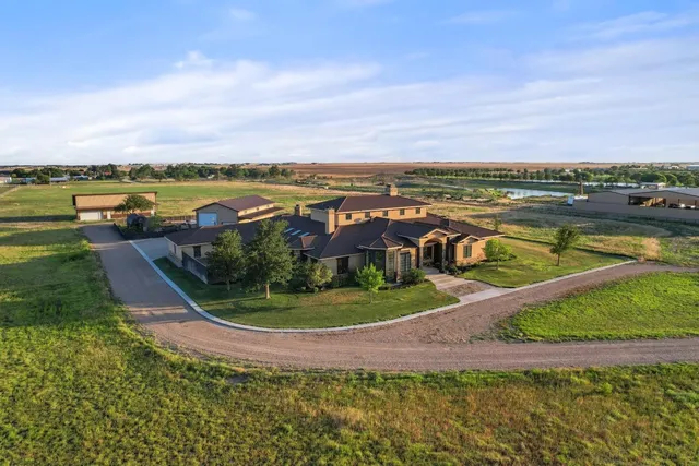 an aerial view of a house