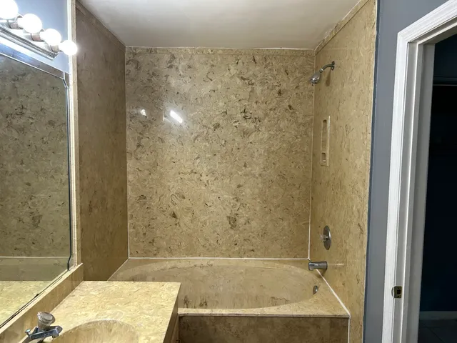 a view of a room with a window