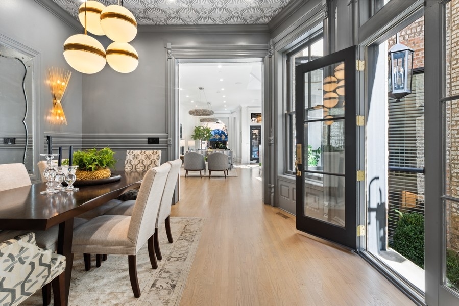 19 East Goethe Street Chicago, IL 60610 - Photo 13 of 46 a dining room with furniture and a floor to ceiling window