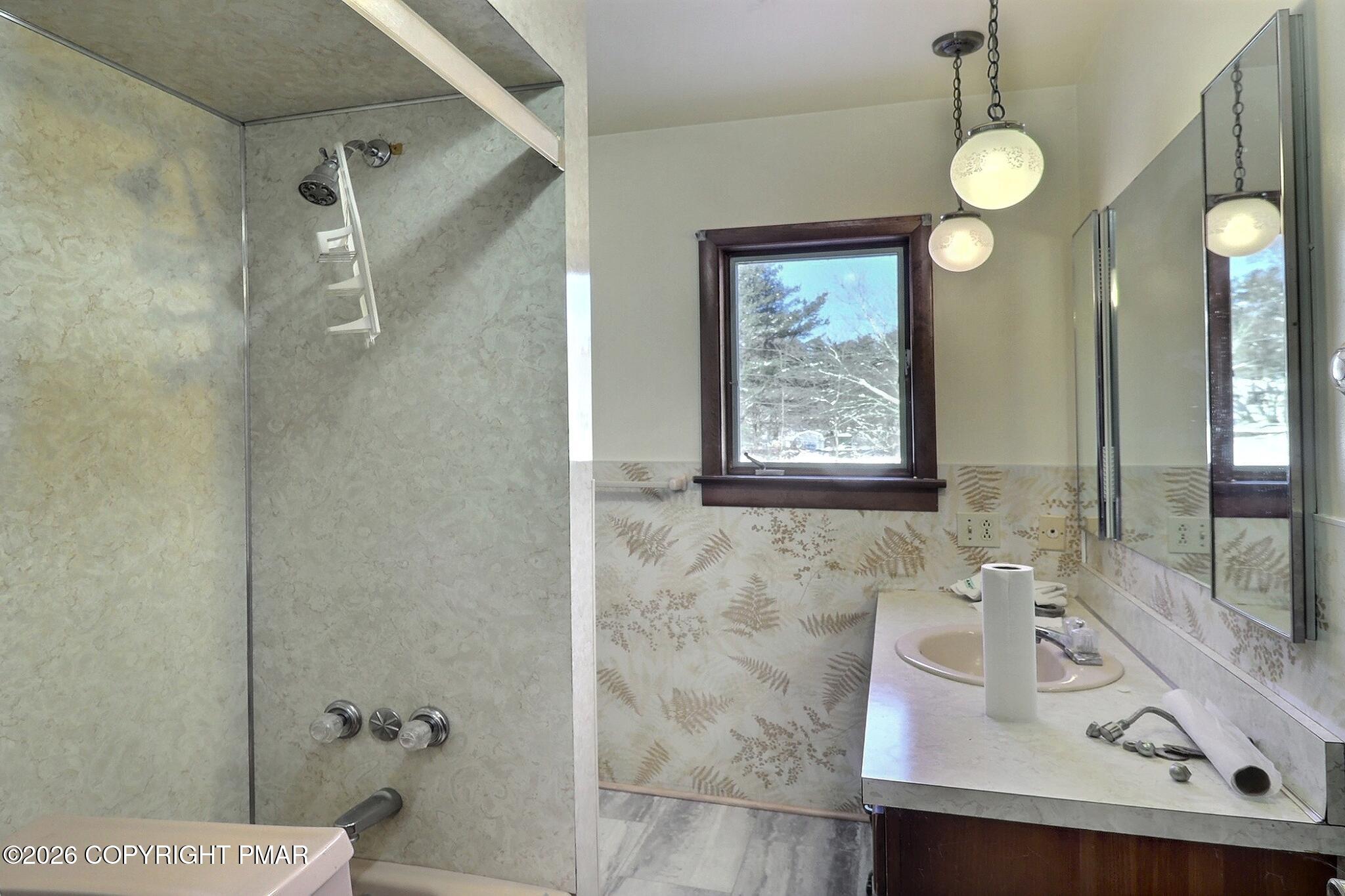 306 Merwinsburg Road Effort, PA 18330 - Photo 46 of 87 a bathroom with a sink mirror and a shower