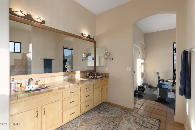 an aerial view of a house