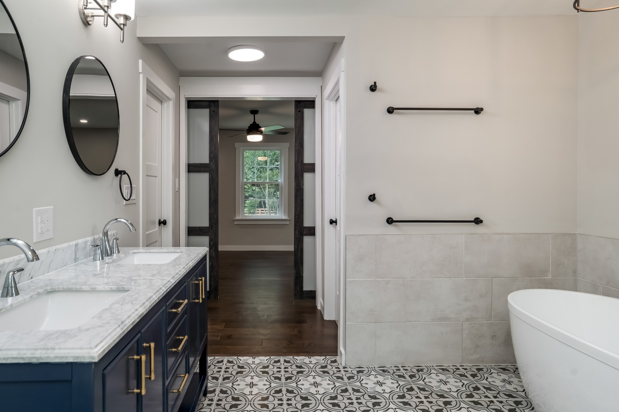 4048 Skelley Road Santa Fe, TN 38482 - Photo 18 of 43 a bathroom with a granite countertop sink toilet and shower