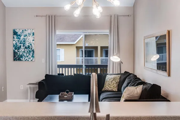 a living room with furniture