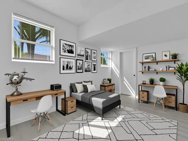 an empty room with windows