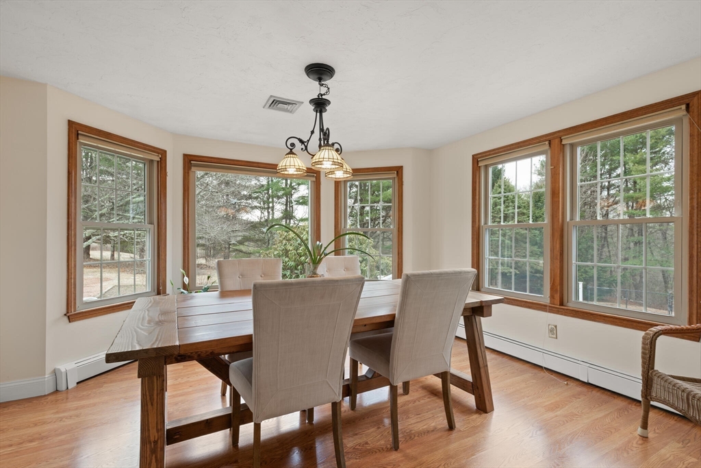 3 Daniels Road Mendon, MA 01756 - Photo 10 of 42 a view of a dining room with furniture large windows and wooden floor