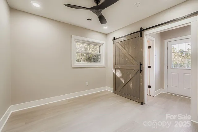 an empty room with windows