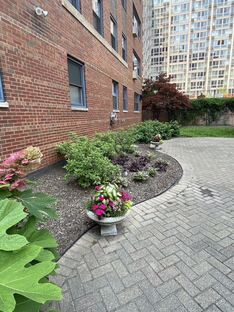 2909 North Sheridan Road, Unit 805 Chicago, IL 60657 - Photo 33 of 39 a view of a backyard with plants and entertaining space