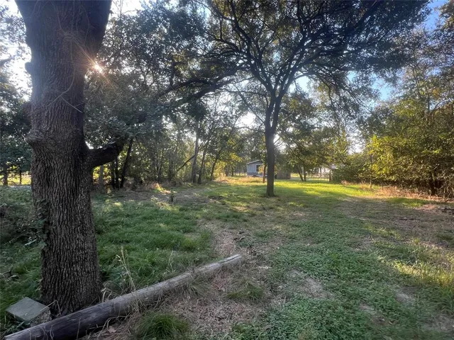 a view of outdoor space with trees all around